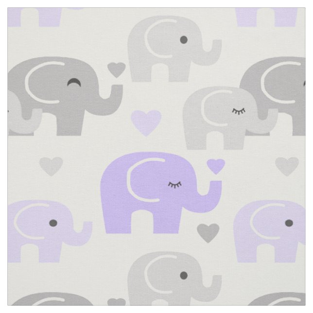 Safari Elephant Purple Grey Fabric (Swatch)