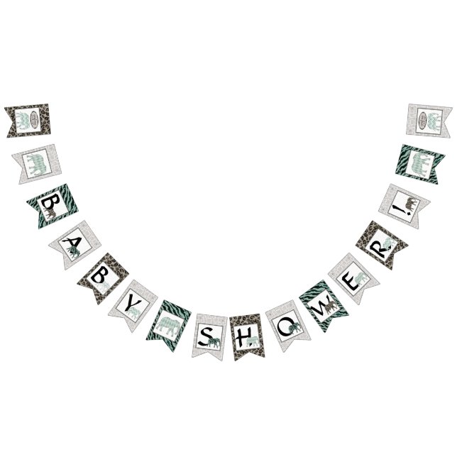 Safari Elephant Zebra Boy Baby Shower Party Decor Bunting (All)