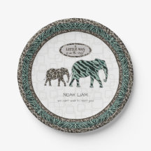 Safari Elephants Little Man Baby Boy Zebra Shower