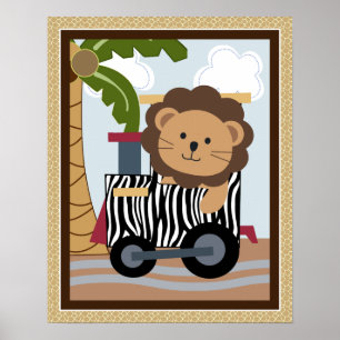 Safari Express Train Animals Nursery Art Poster