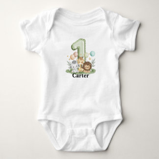 Safari First Birthday Bodysuit, Custom Baby Outfit Baby Bodysuit