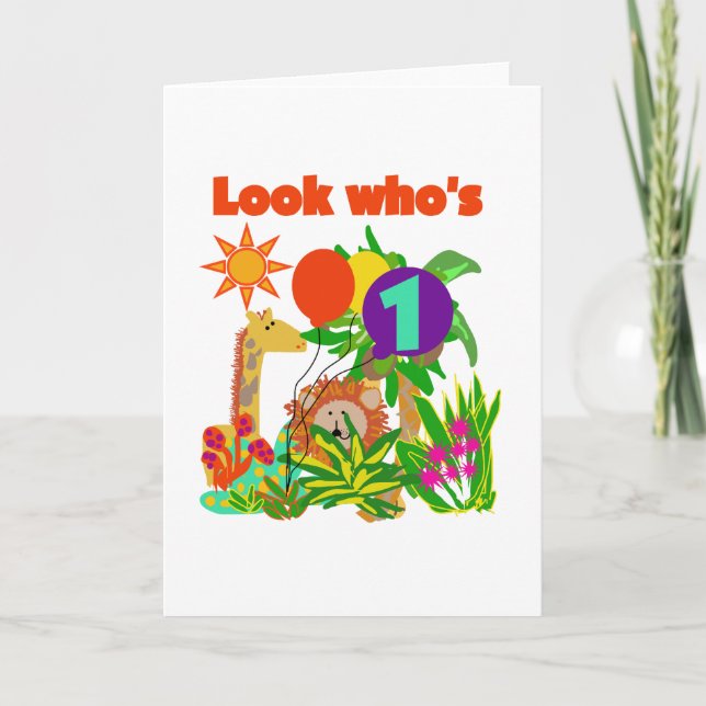 Safari First Birthday Tshirts and Gifts Card (Front)