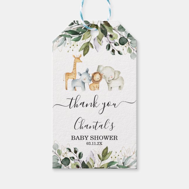 Safari Foliage Gender Neutral Baby Shower Tag (Front)