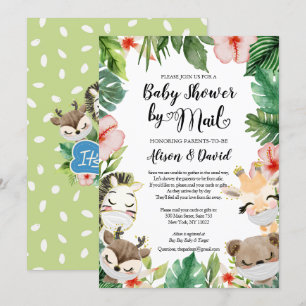 Safari Friends BOY Baby Shower By Mail Invitation