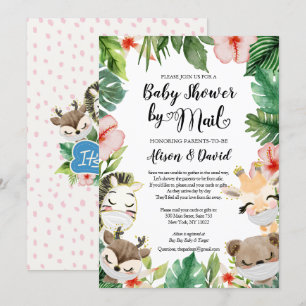 Safari Friends   BOY Baby Shower By Mail Invitation