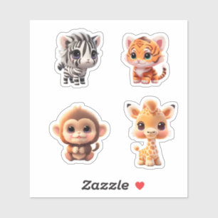 Safari friends tiger giraffe zebra monkey elephant