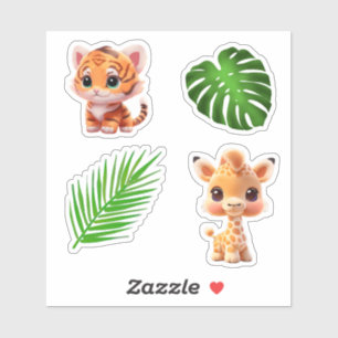 Safari friends tiger giraffe zebra monkey elephant