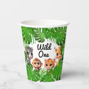 Safari friends tiger giraffe zebra monkey elephant paper cups
