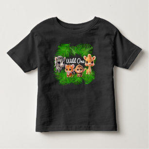 Safari friends tiger giraffe zebra monkey elephant toddler T-Shirt