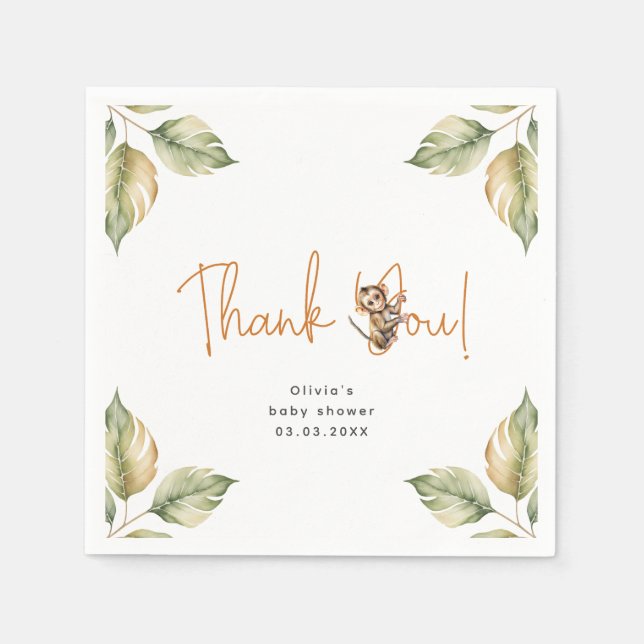 Safari Gender Neutral Baby Shower Napkin (Front)