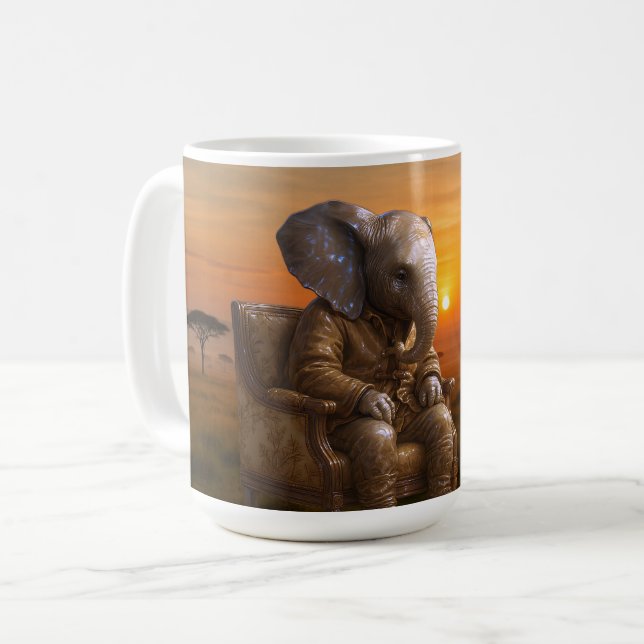 Safari Gentleman Elephant Coffee Mug (Front Left)