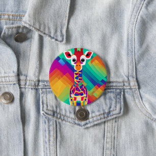 Safari Geometrical Colorful Baby Giraffe 7.5 Cm Round Badge