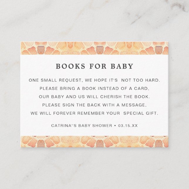 Safari Giraffe Book Request Baby Shower Enclosure Card (Front)