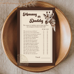 Safari Giraffe Mommy or Daddy Baby Shower Game