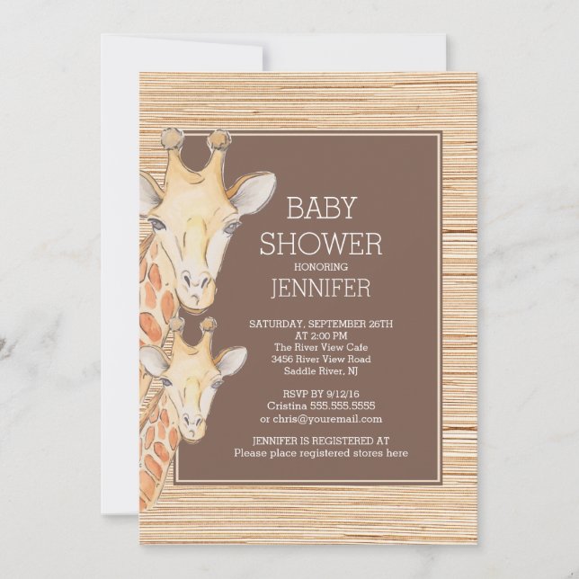 Safari Giraffe Neutral Baby Shower Invitation (Front)