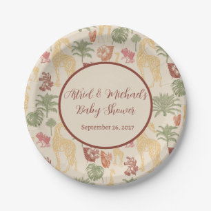 Safari Giraffe & Palm Leaves Baby Shower  Paper Plate