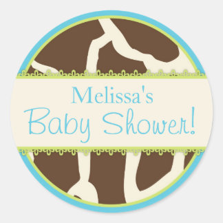 Safari Giraffe Print Baby Shower Sticker