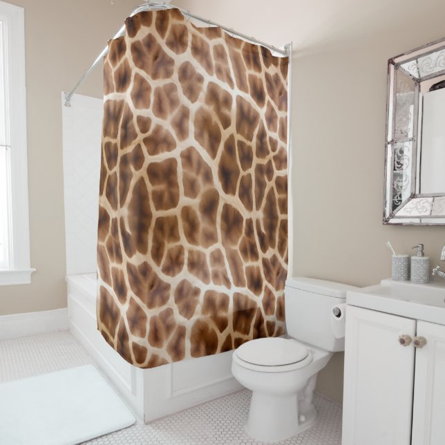 Safari Giraffe Print Shower Curtain (In Situ)