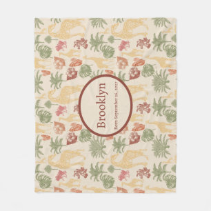 Safari Giraffe & Tropical Leaves Nursery Fleece Blanket