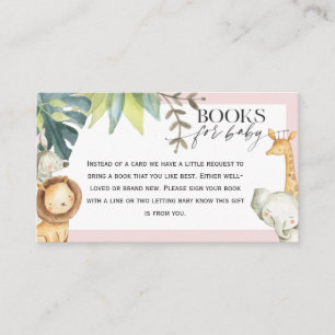 Safari girl Baby Shower books for baby insert card