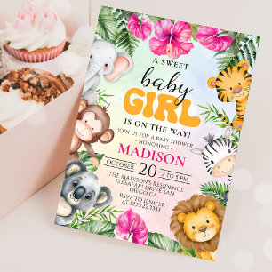 Safari Girl Baby Shower Party Invitation