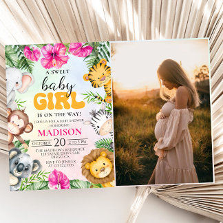 Safari Girl Baby Shower Party Photo Invitation