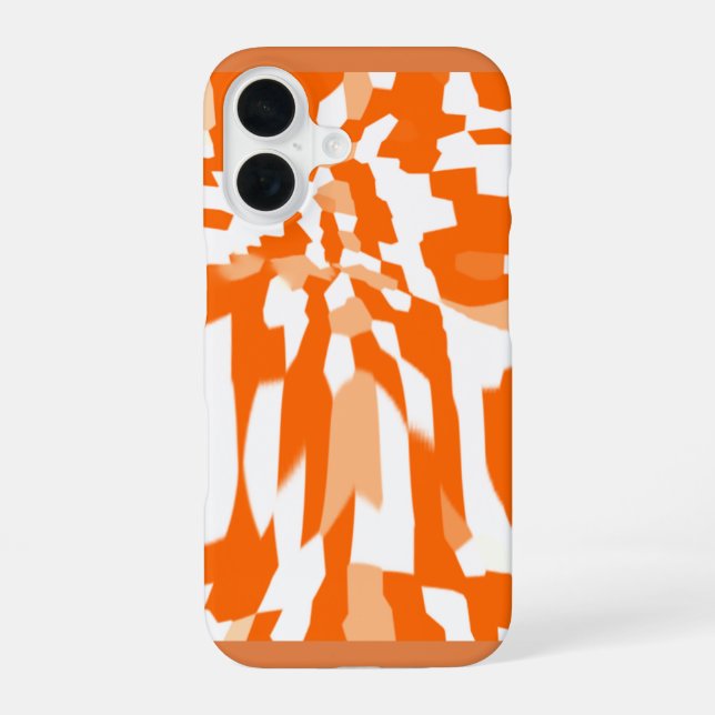 Safari Glitch Abstract Orange Tiger Stripe Pattern iPhone 16 Case (Back)