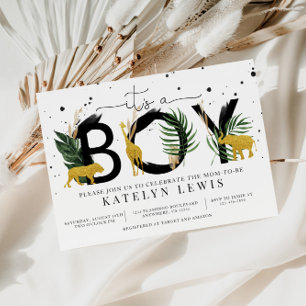 Safari Gold Animals Baby Shower Invitation