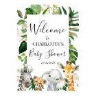 Safari Greenery Foliage Baby Shower Welcome Poster