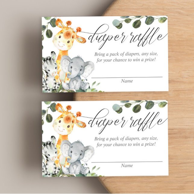 Safari greenery gender neutral diaper raffle cards (Creator Uploaded)