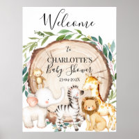 Safari Greenery Wood Slice Baby Shower Welcome