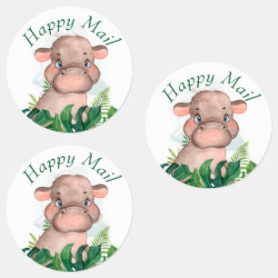 Safari Happy Mail hippo stickers