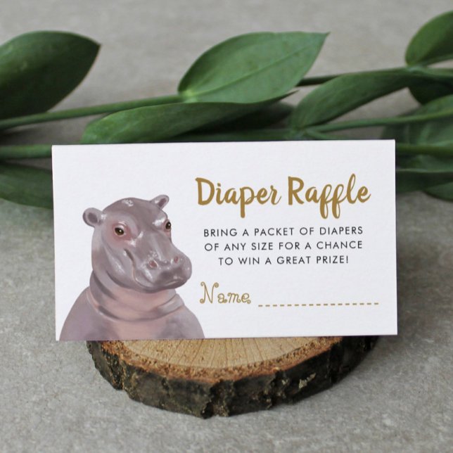 Safari Hippo Diaper Raffle Baby Shower  Enclosure Card (Creator Uploaded)
