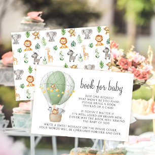 Safari Hot Air Balloon Book for Baby Shower RSVP Card