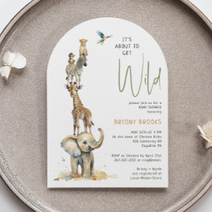 Safari "It's About To Get Wild" Baby Shower Arch Invitation