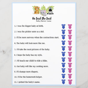 Safari Jungle Animal Baby Shower He Said She Said