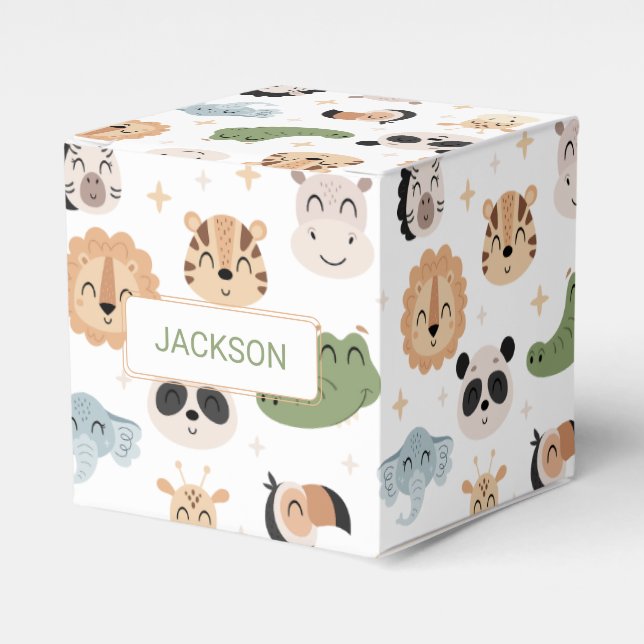 Safari Jungle animal birhtday boy gift favour boxe Favour Box (Front Side)