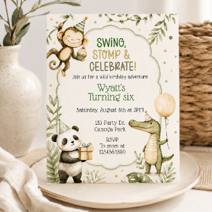 Safari Jungle Animal Birthday   Party Animals Invitation