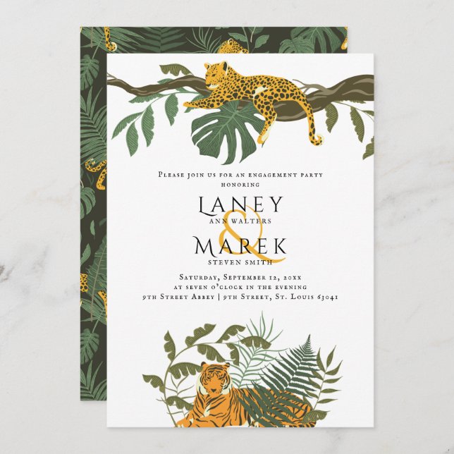 Safari Jungle Animal Engagement Party Invitation (Front/Back)