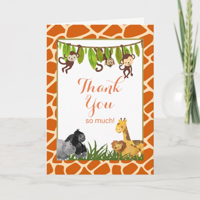 Safari Jungle Animal Theme Thank You (Front)
