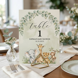 Safari Jungle Animals Animal Baby Shower Table Number
