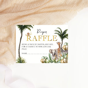 Safari Jungle Animals Baby Shower Diaper Raffle Enclosure Card