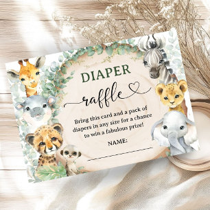 Safari Jungle Animals Baby Shower Diaper Raffle Enclosure Card