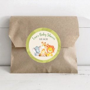 Safari Jungle Animals Baby Shower Favour Sticker