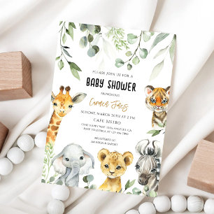 Safari Jungle Animals Baby Shower Invitation
