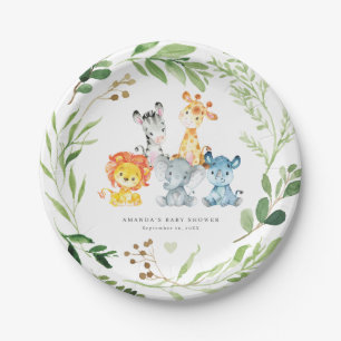 Safari Jungle Animals Baby Shower Paper Plates