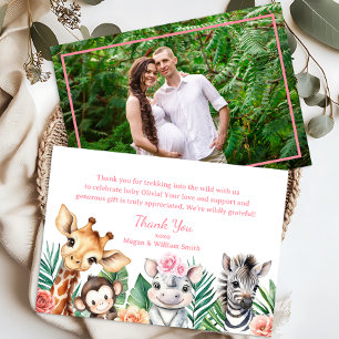 Safari Jungle Animals Baby Shower Photo Thank You Card