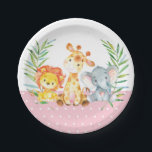 Safari Jungle Animals Baby Shower Pink Paper Plate<br><div class="desc">Safari Jungle Animals Baby Shower Pink Paper Plate</div>
