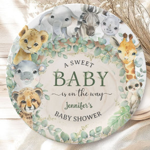 Safari Jungle Animals Baby Shower Tropical   Paper Plate