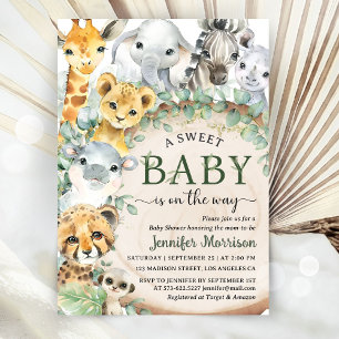 Safari Jungle Animals Baby Shower Tropical Rustic Invitation